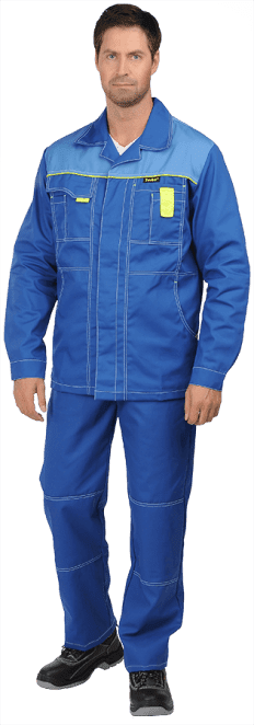 Куртка мужская ТУРБО удлиненная от механических воздействий и ОПЗ, василёк