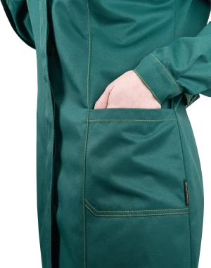 Халат женский КМ-10 ЛЮКС от механических воздействий и ОПЗ, зеленый/желтый Хал 742