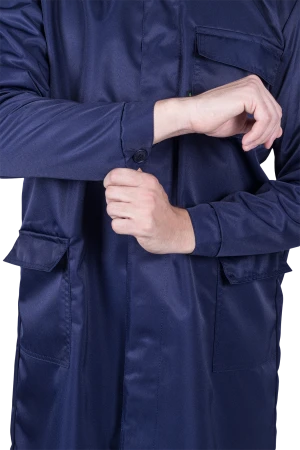 Халат мужской от растворов кислот и щелочей, механических воздействий, темно-синий Хал 008