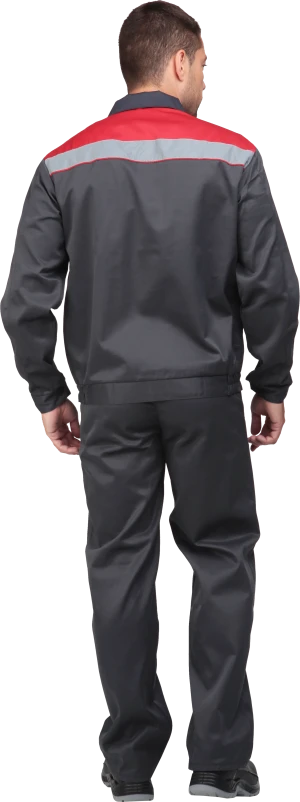 Костюм МАСТЕР ПРОФИ летний, серый-красный (Куртка+полукомбинезон) Кос 040
