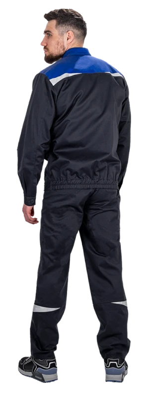 Костюм мужской КМ-10 ЛЮКС АНТИСТАТ летний для защиты от механических воздействий, статического электричества и ОПЗ (куртка, полукомбинезон), т.синий-василек