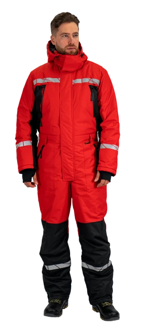 Комбинезон мужской ПИЛОТ от пониженных температур, механических воздействи и ОПЗ, цв. красный-черный