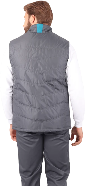 Жилет мужской ГАЛАКТИКА утепленный, серый/бирюза Жил 653