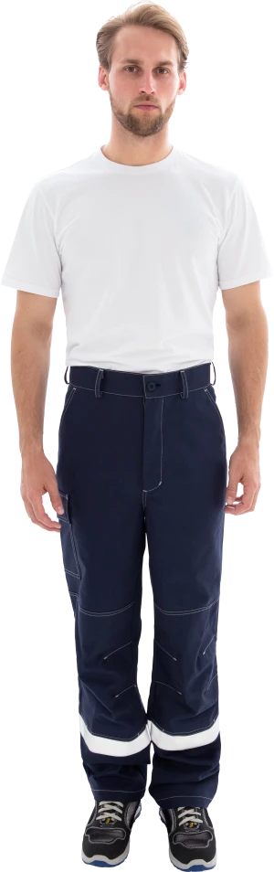 Костюм мужской МЕГАСТАТОЙЛ  от нефтепродуктов, кратковременного воздействия пламени, статического электричества, темно-синий/серый/оранж Кос 907